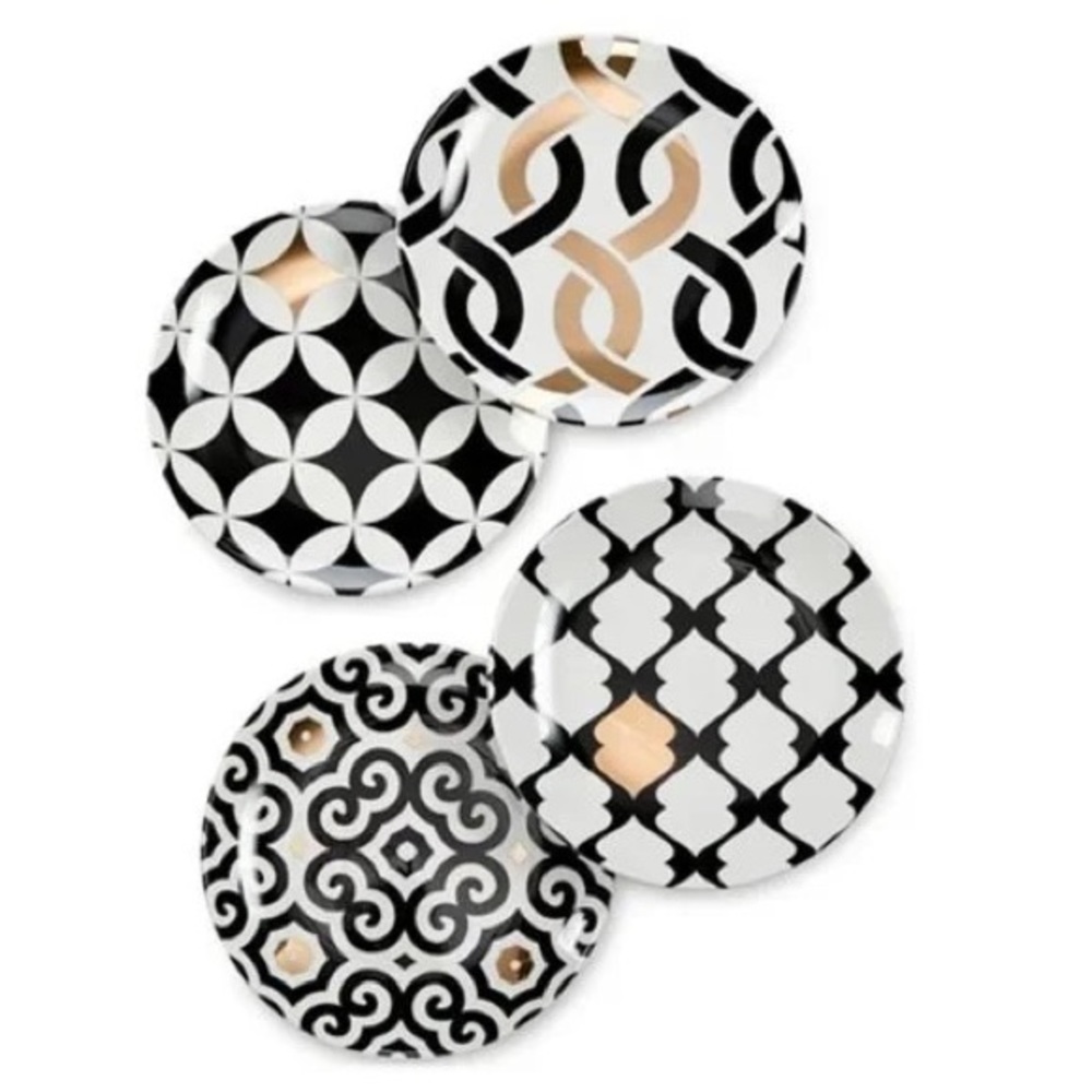 Macy's Designer Set of 4 Dessert Plate 6' Embellished with 14k
Gold Boxed